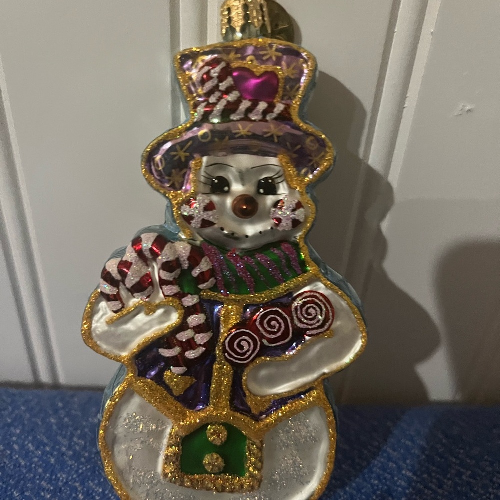 Christopher Radko “Snow Sweet” Snowman Hand Blown Glass Ornament